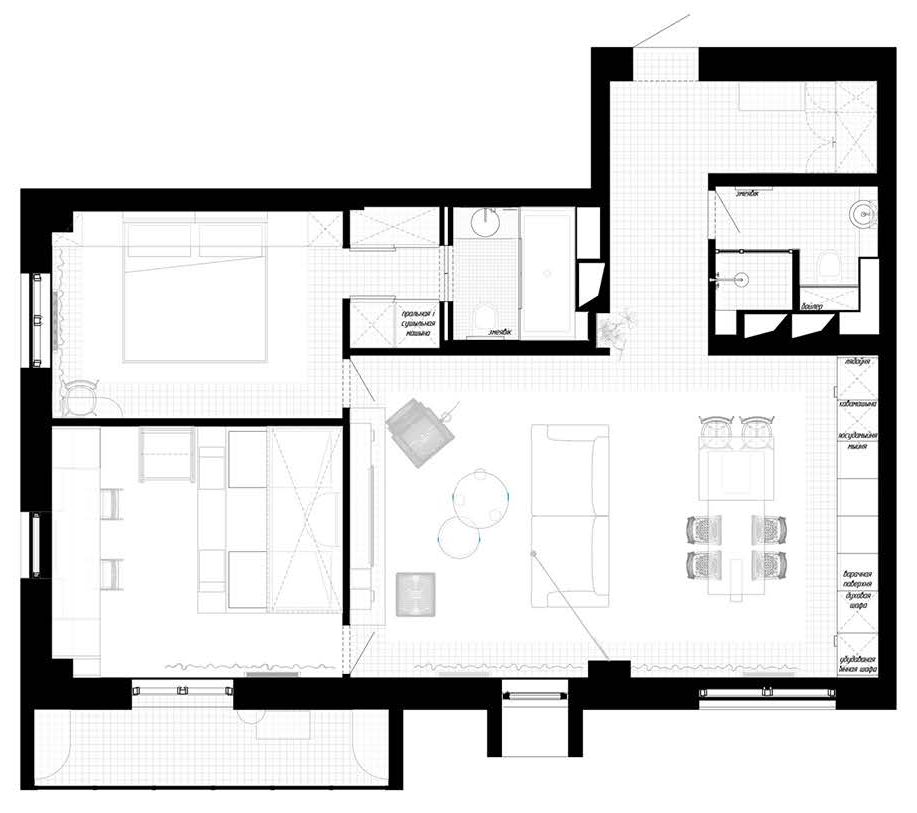 90㎡ 二居室，瓷砖上墙美观大气又好打理 | Zrobim architects设计案例