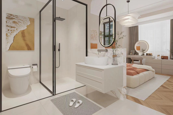 藏在卧室里的设计“小心机”，一招解决卫生间门对床！