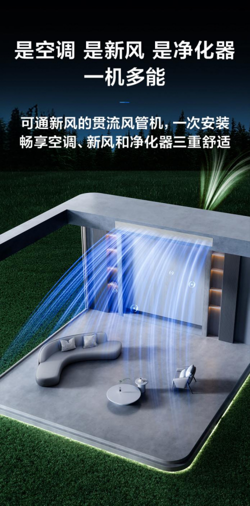 TCL小蓝翼P7新风风管机首发，AI净化新风功能保障全屋好空气